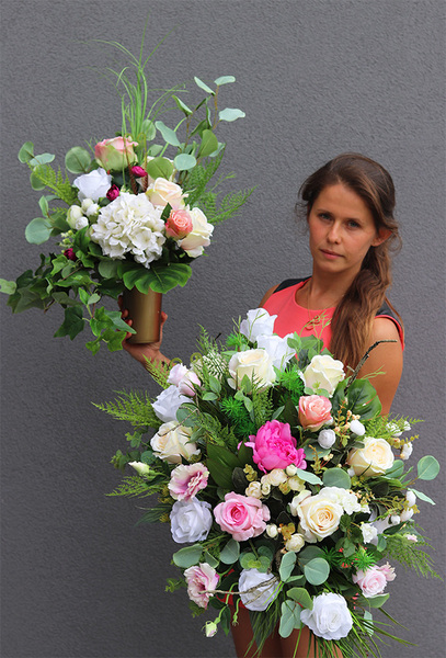 Różowe Motyle Edyty, bukiet nagrobny do wazonu