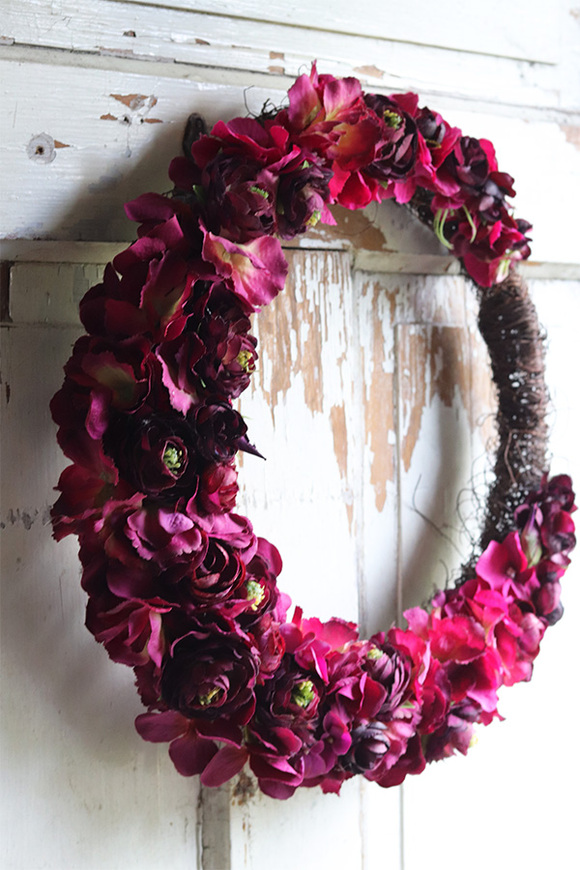 Eduro, purpurowy wianek na drzwi, śr.42cm