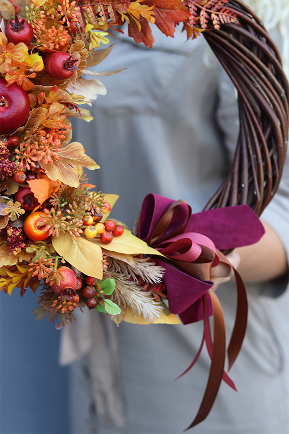 Wrześniowa Herbatka, asymetryczny jesienny wianek