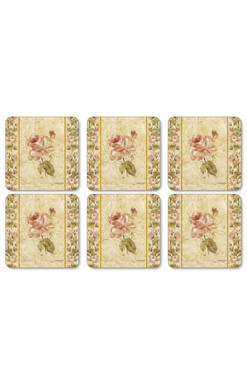 Anitique Rose Linen, podkładki korkowe, małe, 6szt