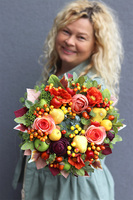 Pomarańczowe Smaki, dekoracyjny wianek z owocami