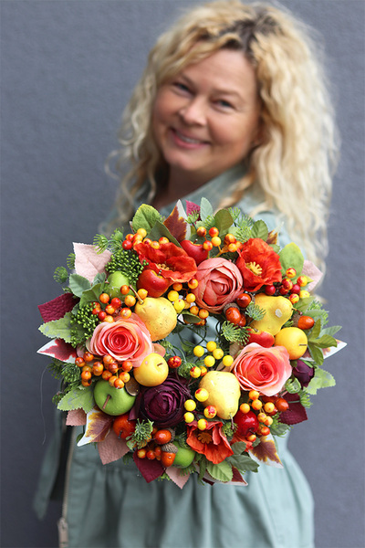 Pomarańczowe Smaki, dekoracyjny wianek z owocami