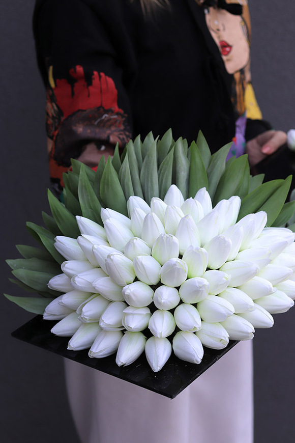 Tulippo New Design White, komplet dekoracji nagrobnych