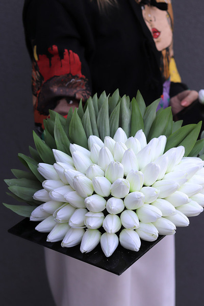 Tulippo New Design White, komplet dekoracji nagrobnych