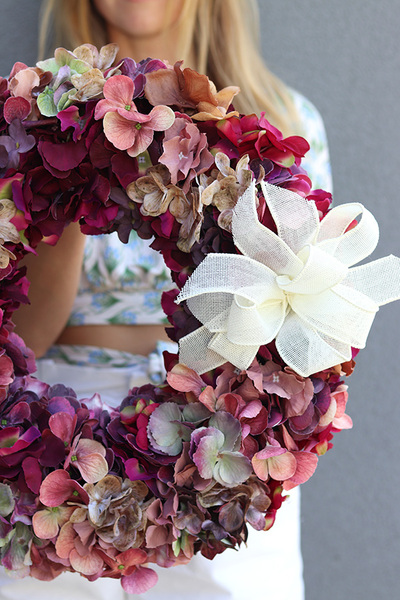  dekoracyjny wianek z hortensją, Hortensjane, śr.40cm