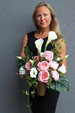 bukiet nagrobny we wkładzie, Pink Resiano, wym.70cm