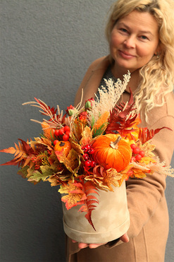 Moko Autumn S, welurowy flowerbox jesienny, wym.34x34cm 