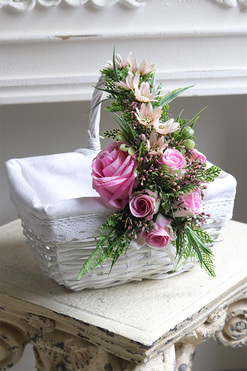 Trulla Pink, uroczy koszyczek wielkanocny z serwetką, wys.28cm