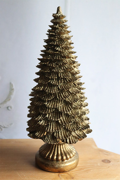 OD RĘKI Christmas Luxury B, złota choinka figurka świąteczna, wys.37cm