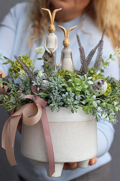 Skinny Bunnies, stroik wielkanocny z zajączkami, wys.37cm 