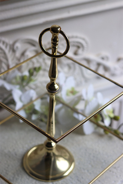 etażerka trzypiętrowa, kwadratowa, Lux Villa Gold Glamour