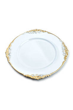 Blanche Gold Palace, biały podtalerz ze złotą krawędzią, śr.33cm