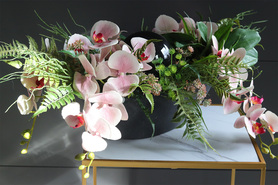 Dekoria Laos Aurisa, kompozycja w podłużnym naczyniu - łódce, dł.72cm