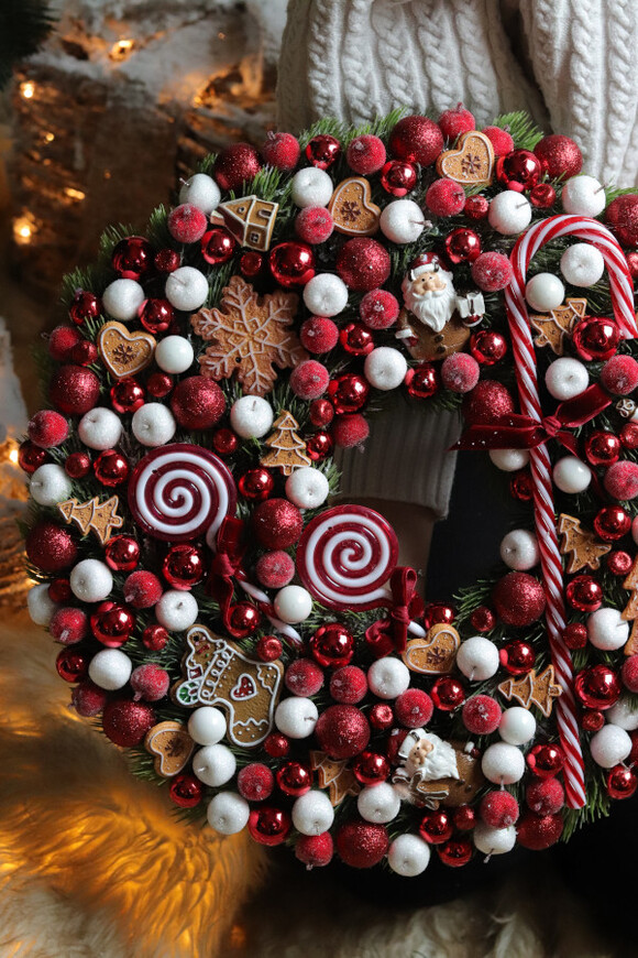 Świąteczne Słodkości, świąteczny wianek dekoracyjny