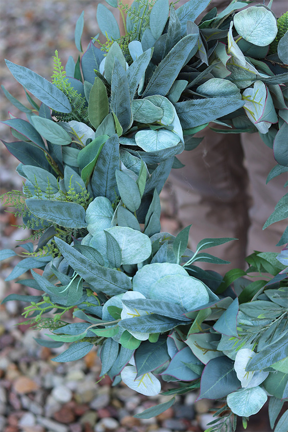 Eukaliptusowy, zielony wianek na drzwi, śr.50cm