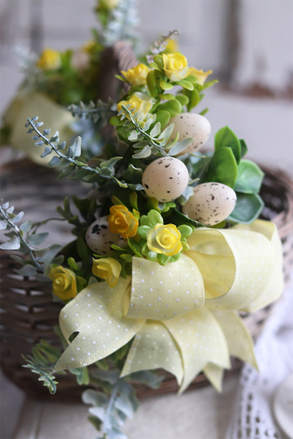 dekorowany koszyczek wielkanocny, Yellow Easter New, wys.26cm