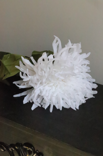 Chryzantema, gałązka sztuczny kwiat, biała