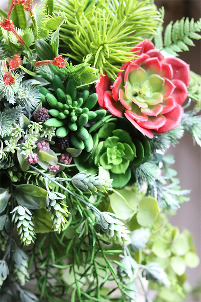 Anya Greena, piękna kompozycja Sukulenty w prostokątnej donicy, wym.30x46cm