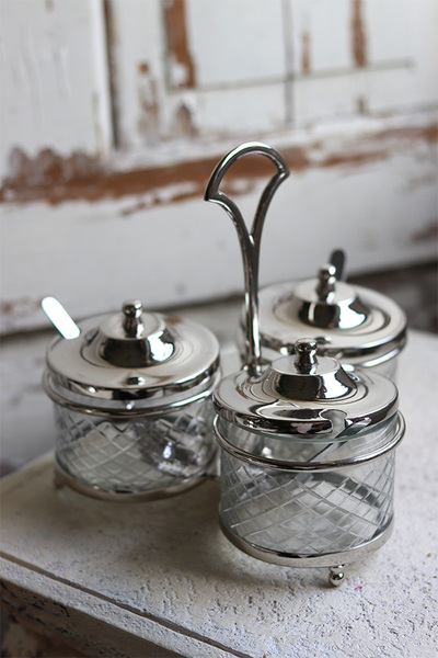 eleganckie przyprawniki / sosjerki, Trio Glamour Spring, wym.19x20x20cm