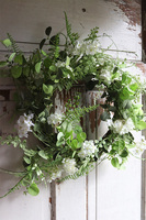 lekki wianek z hortensją, Zielona Efrania, śr.45cm 