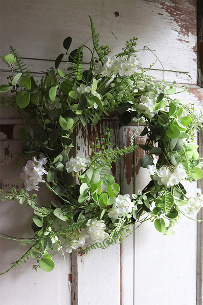 lekki wianek z hortensją, Zielona Efrania, śr.45cm 