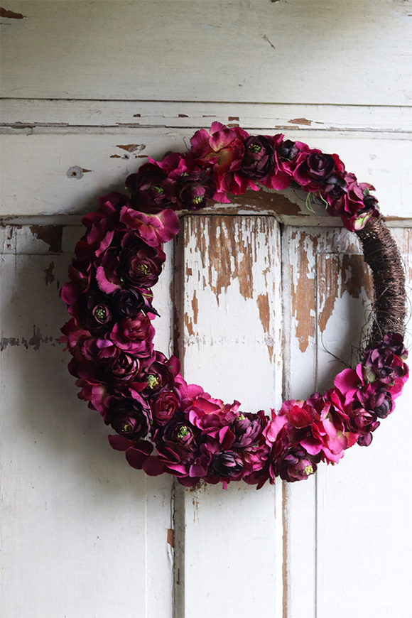 Eduro, purpurowy wianek na drzwi, śr.42cm