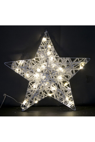 Glamm Star, zawieszka świąteczna gwiazdka LED, srebrna