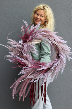 Wrzosowisko, dekoracyjny wianek z traw boho, śr.60cm