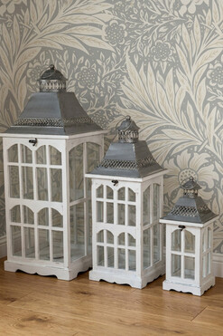 Francine, drewniany lampion latarenka, kpl.3szt, wys.80/63/44cm 