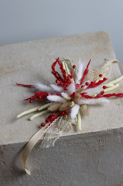 OD RĘKI Boho Red, stroik / dekoracja do koszyczka wielkanocnego, rozp.27x16cm