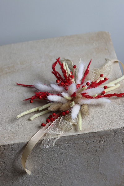 Boho Red, stroik / dekoracja do koszyczka wielkanocnego, rozp.27x16cm