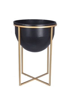 Orbit Black, metalowa osłonka w stojaku kwietnik, kpl.2szt