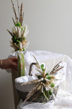 Arletta, komplet dekoracji wielkanocnych, koszyczek&palemka, wys.64/24cm