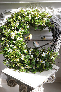 Ptaszki na Gałęzi 3, wiosenny wianek dekoracyjny, rozp.57cm