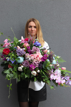 Nerunota Mystery, fioletowa wiązanka nagrobna,dł.88cm