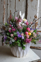 Bunny Star Velveti Pink, stroik wielkanocny na stół