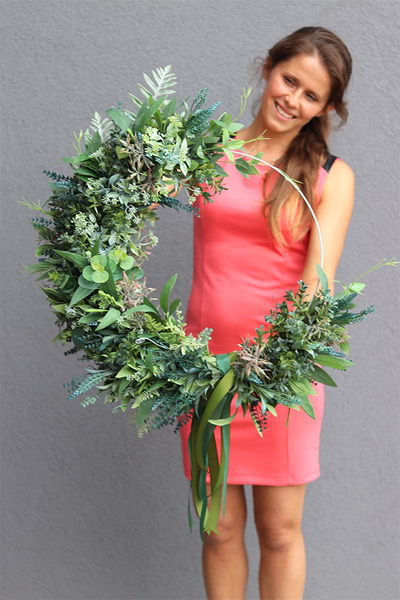 Subtelle Boho Simple, zielony wianek na obręczy