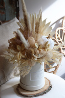 Velurowa Dynia Cream, jesienny flowerbox z suszem