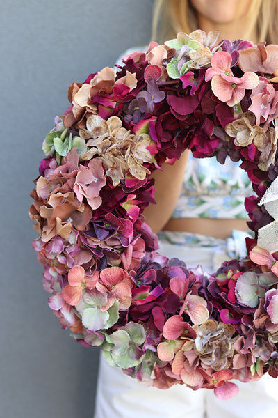  dekoracyjny wianek z hortensją, Hortensjane, śr.40cm