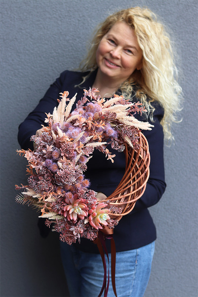 Boho Crotona, asymetryczny wianek dekoracyjny