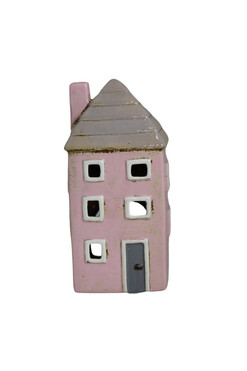 Pink Town, domek ceramiczny lampion A, wys.22cm