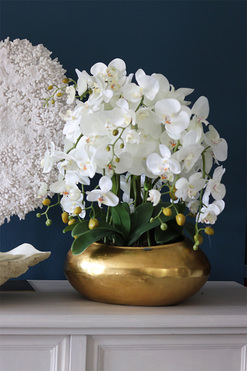 Deluxe Gold A, sztuczny storczyk w złotej donicy, wys.61cm