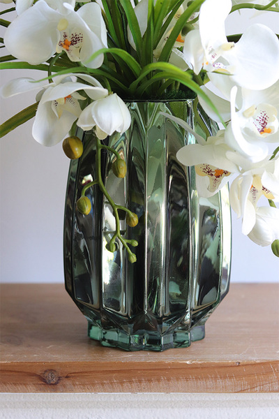 Belide Corrida, sztuczny storczyk w szklanym wazonie