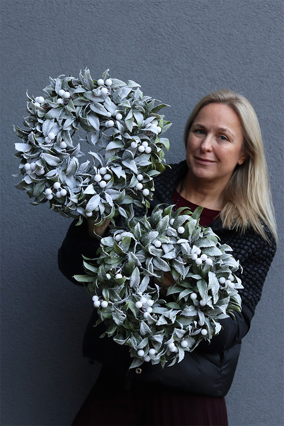 OD RĘKI Jemioła, zielony wianek świąteczny, śr.35cm