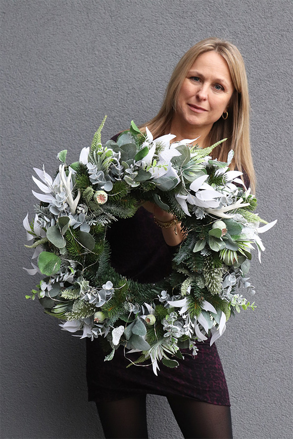 Zimowy Wieczór LED, zimowy wianek na drzwi