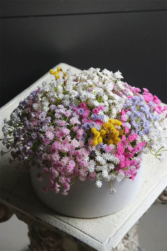 Kaszka Velvet, flowerbox kwiatowy welurowy, gipsówka