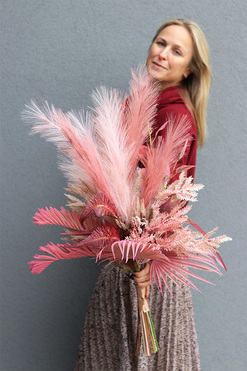 Rewia Dark Pink, różowy bukiet dekoracyjny, wys.83cm  