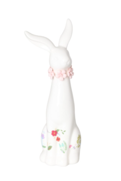 Floral Easter, figurka zając wielkanocny w kwiatki A, wys.11.3x8x2.8cm