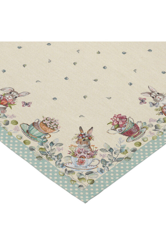 Bunny Tea Green, obrus gobelinowy serweta