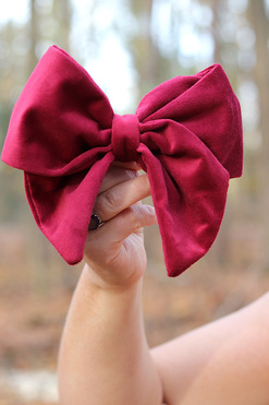 Velvet Papillon, welurowa kokarda pluszowa, burgund, wym.15x15 cm